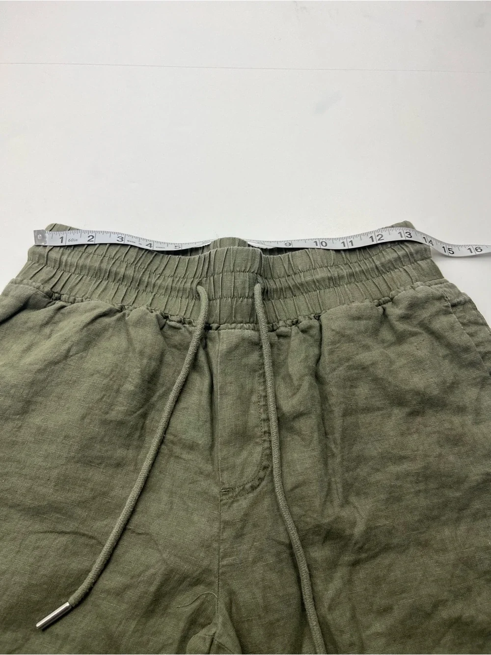 Quince 100% European Linen Wide Leg Pants Bayberry Green Womens Small Pull-on